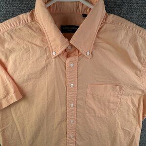 Spier & Mackay Button Up Shirt Men Orange Short Sleeve 17.5 Adult OCBD Classic